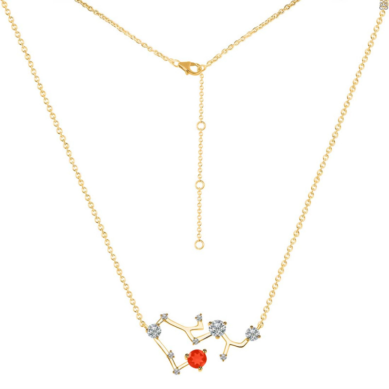 Sagittarius Zodiac Star Constellation Red Onyx & White Topaz Necklace ROX-RDN-496.