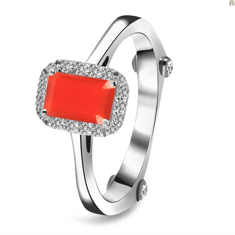 Red Onyx & White Topaz Ring