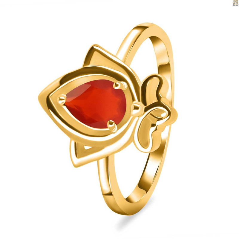 Red Onyx Lotus Ring ROX-RDR-2157.