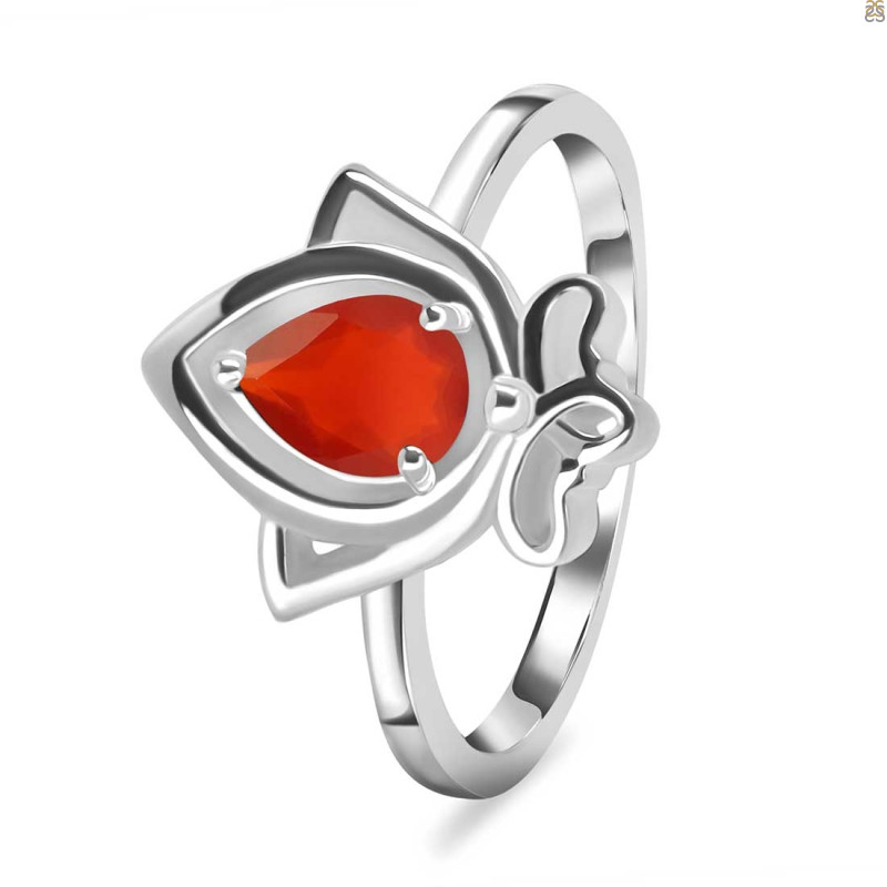 Red Onyx Lotus Ring