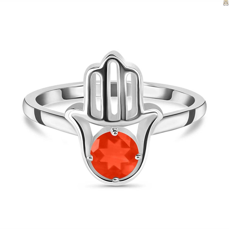 Red Onyx Hamsa Hand Ring ROX-RDR-2163.