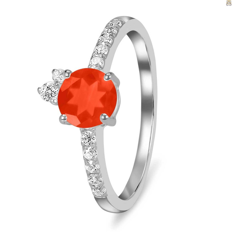 Red Onyx & White Topaz Ring