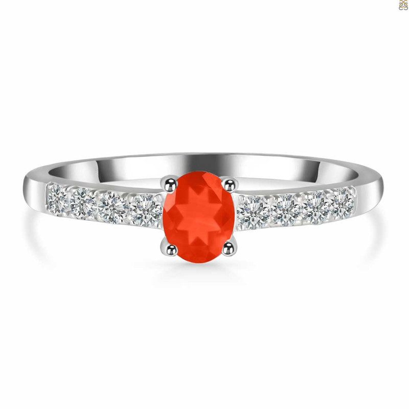 Red Onyx & White Topaz Ring ROX-RDR-2538.