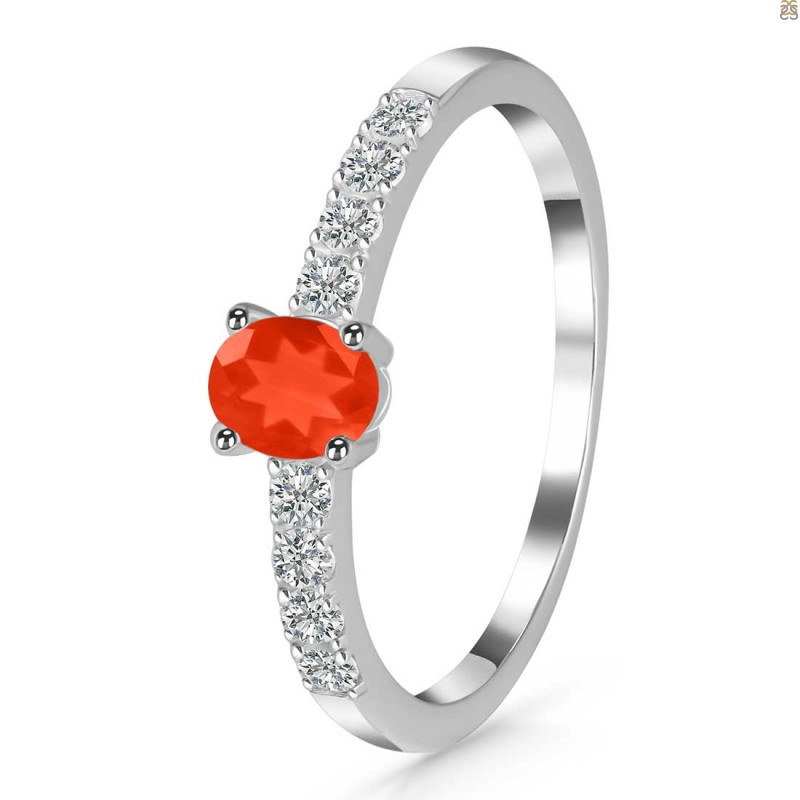 Red Onyx & White Topaz Ring ROX-RDR-2538.