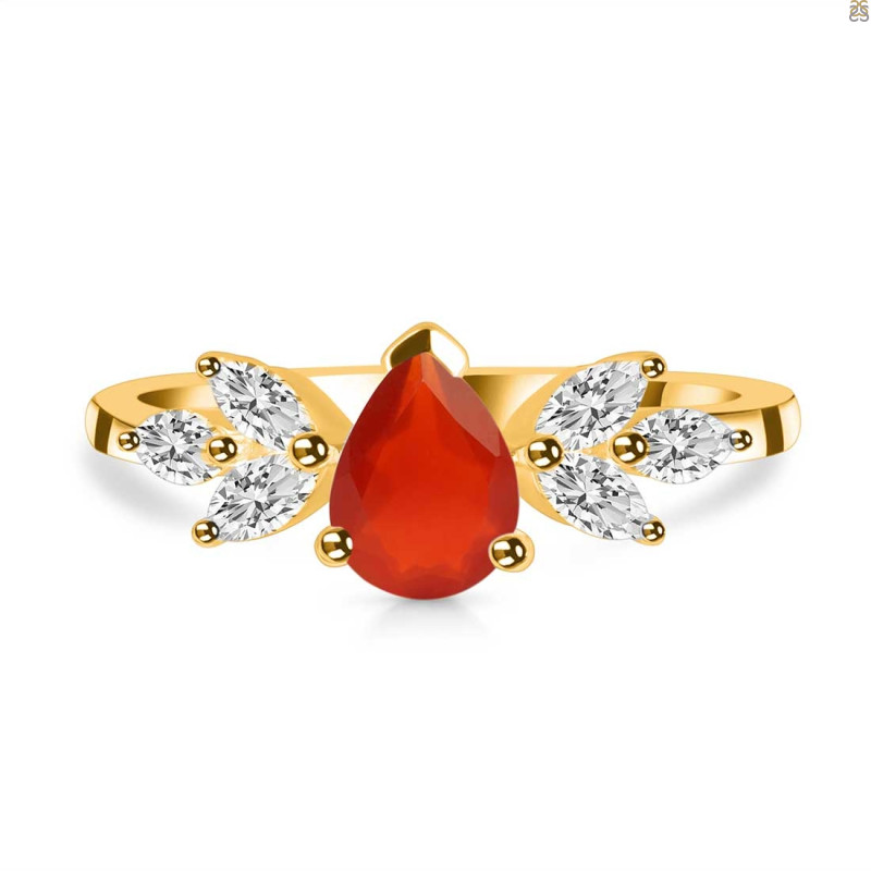 Red Onyx & White Topaz Ring ROX-RDR-2556.