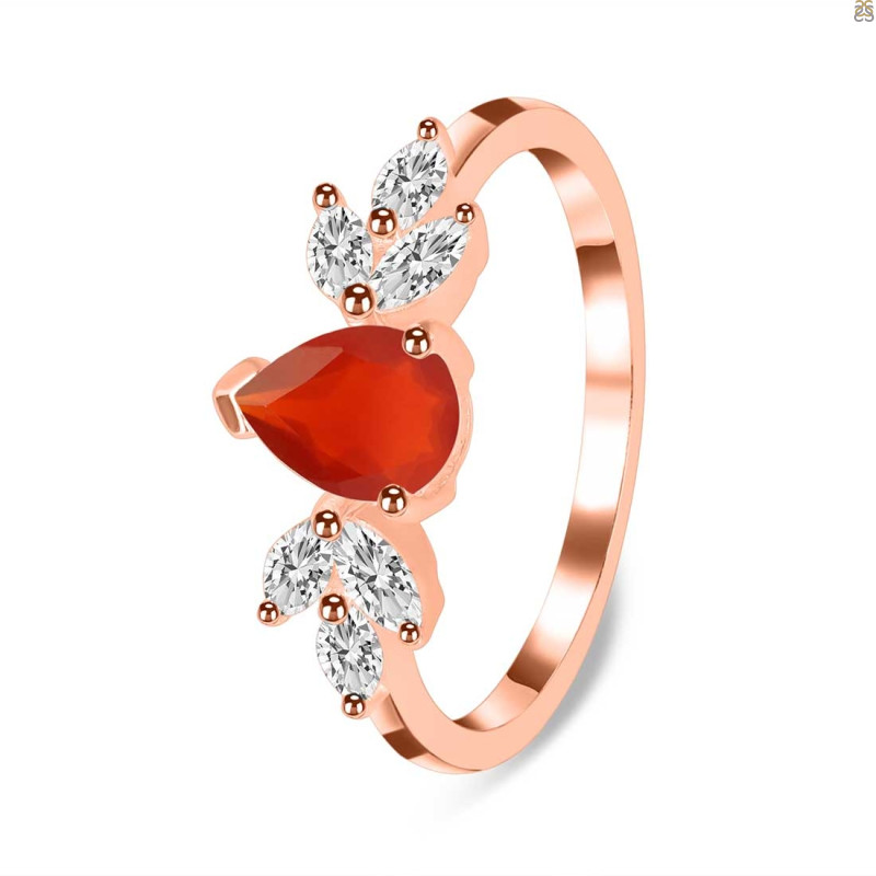 Red Onyx & White Topaz Ring ROX-RDR-2556.