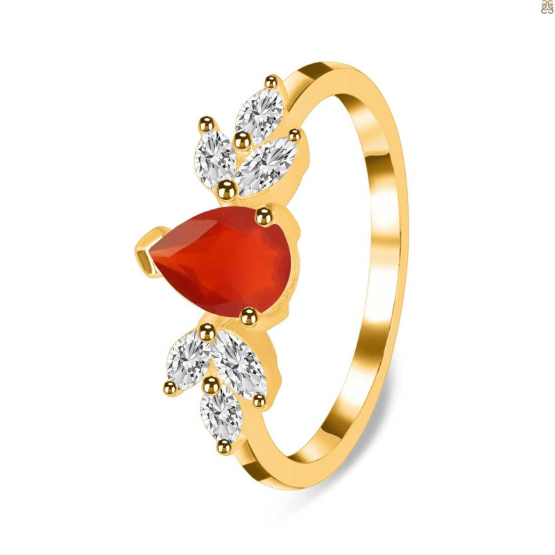 Red Onyx & White Topaz Ring ROX-RDR-2556.