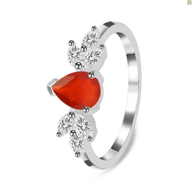 Red Onyx & White Topaz Ring