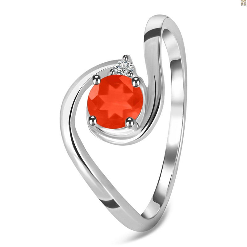 Red Onyx & White Topaz Ring