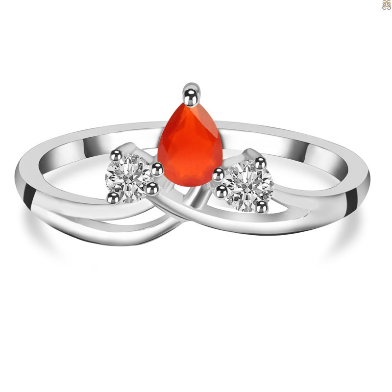 Red Onyx & White Topaz Ring ROX-RDR-2660.