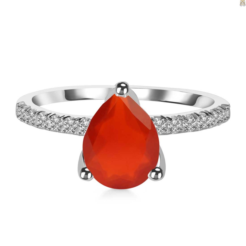 Red Onyx & White Topaz Ring ROX-RDR-2860.