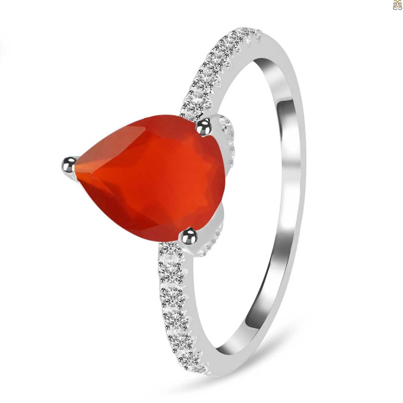 Red Onyx & White Topaz Ring