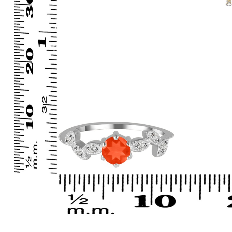 Red Onyx & White Topaz Ring ROX-RDR-2981.