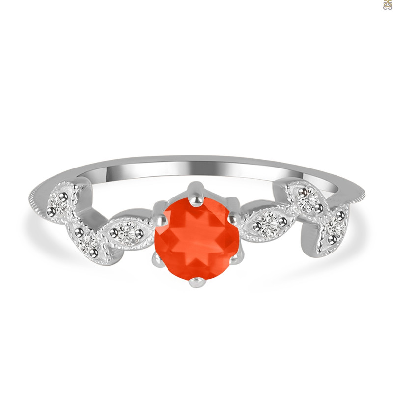 Red Onyx & White Topaz Ring ROX-RDR-2981.