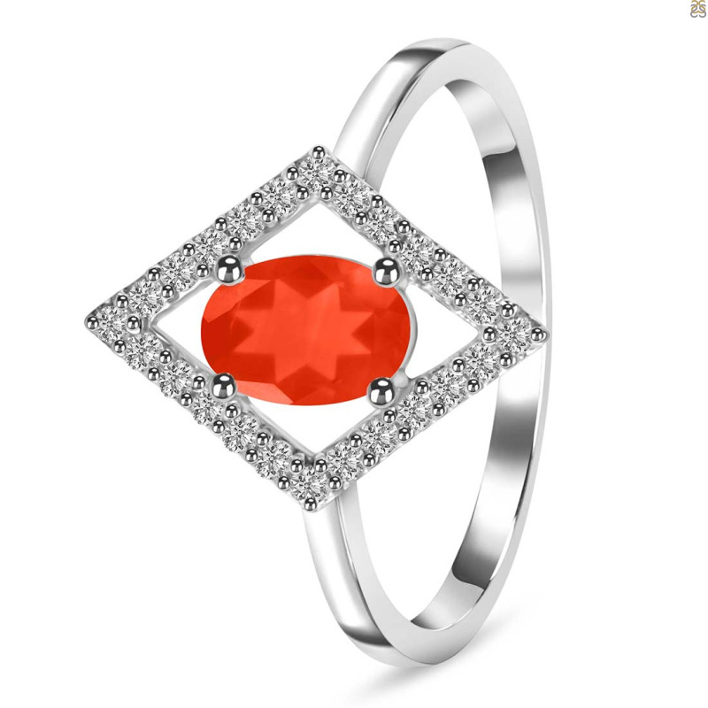 Red Onyx & White Topaz Ring