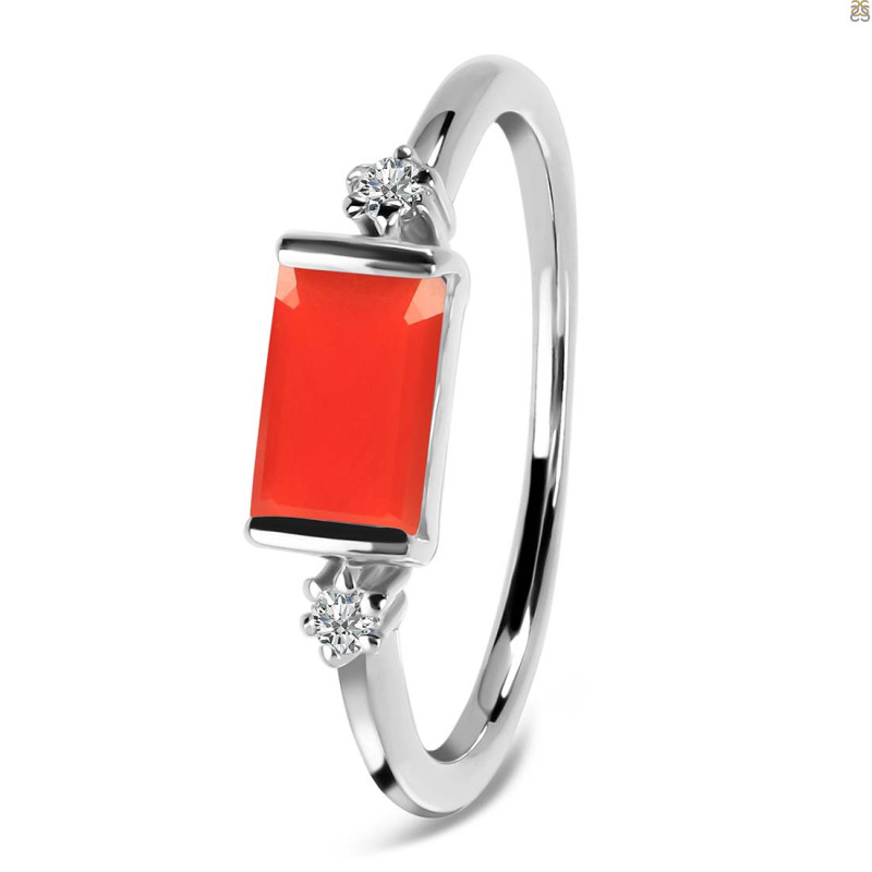 Red Onyx & White Topaz Ring