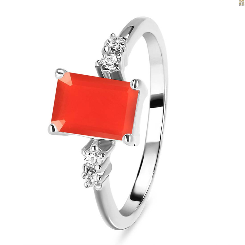 Red Onyx & White Topaz Ring