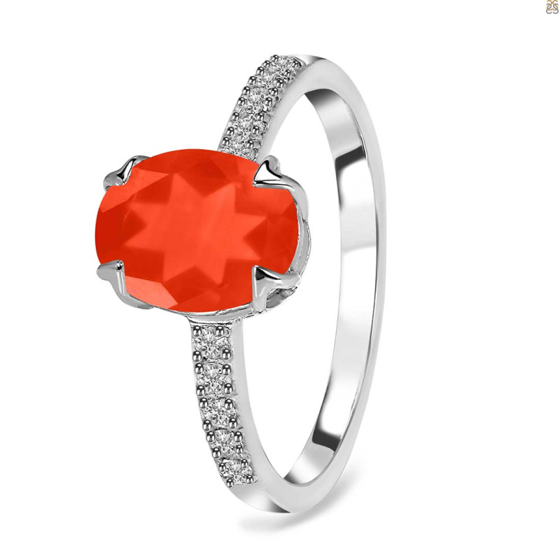 Red Onyx & White Topaz Ring
