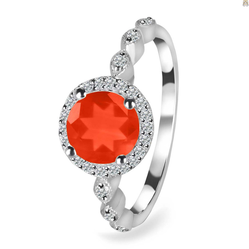 Red Onyx & White Topaz Ring