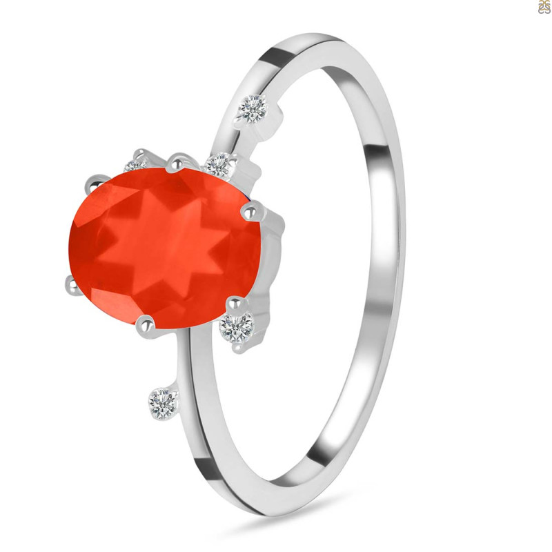 Red Onyx & White Topaz Ring