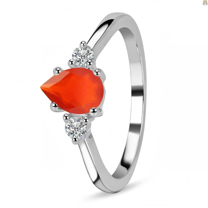 Red Onyx & White Topaz Ring