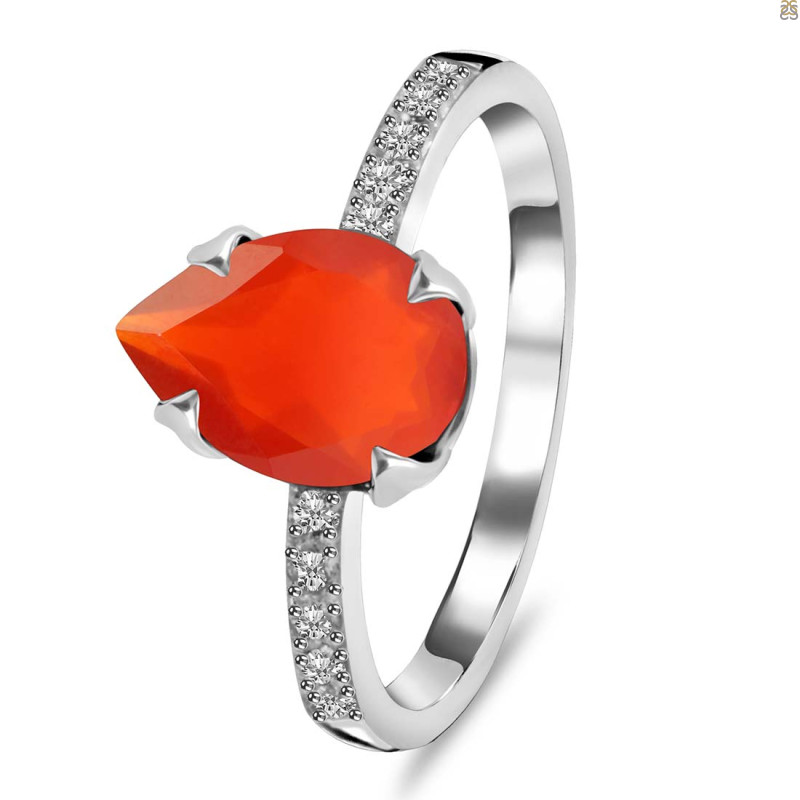 Red Onyx & White Topaz Ring