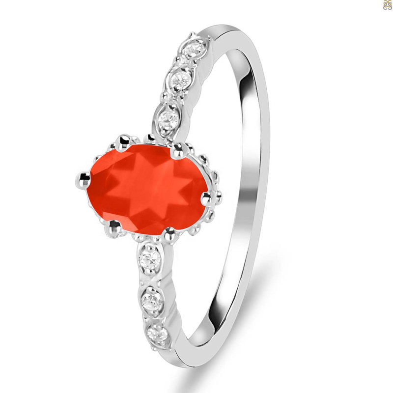 Red Onyx & White Topaz Ring