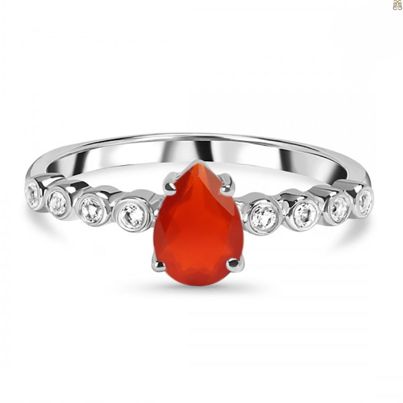 Red Onyx & White Topaz Ring ROX-RR-419D.
