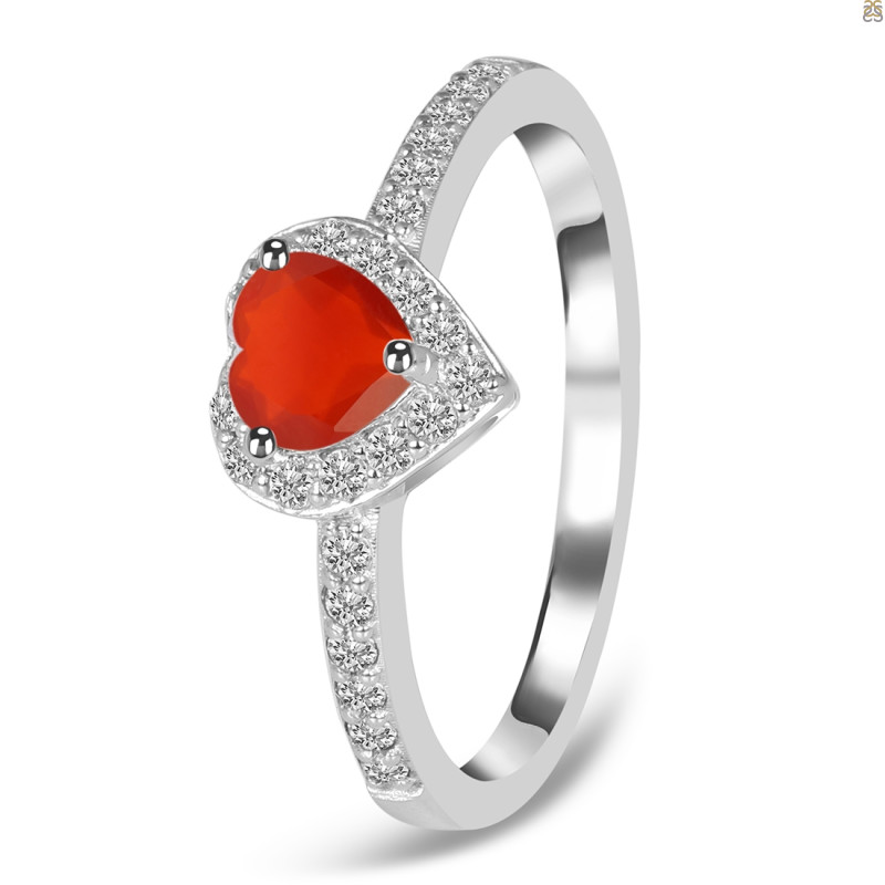 Red Onyx & White Topaz Ring