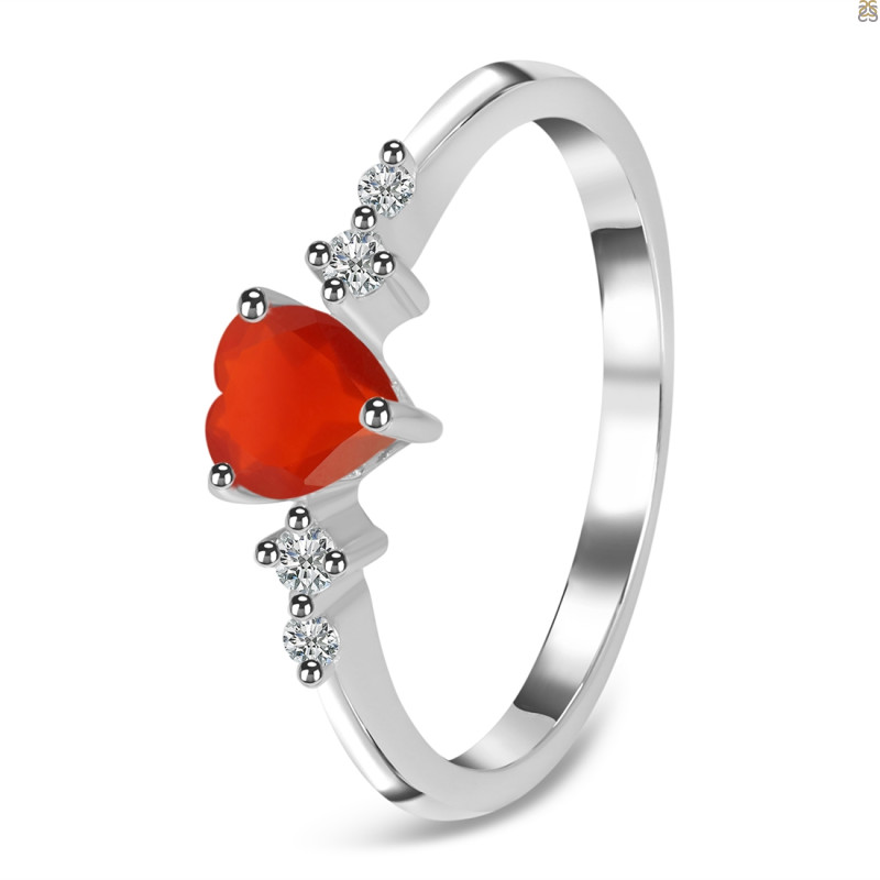 Red Onyx & White Topaz Ring