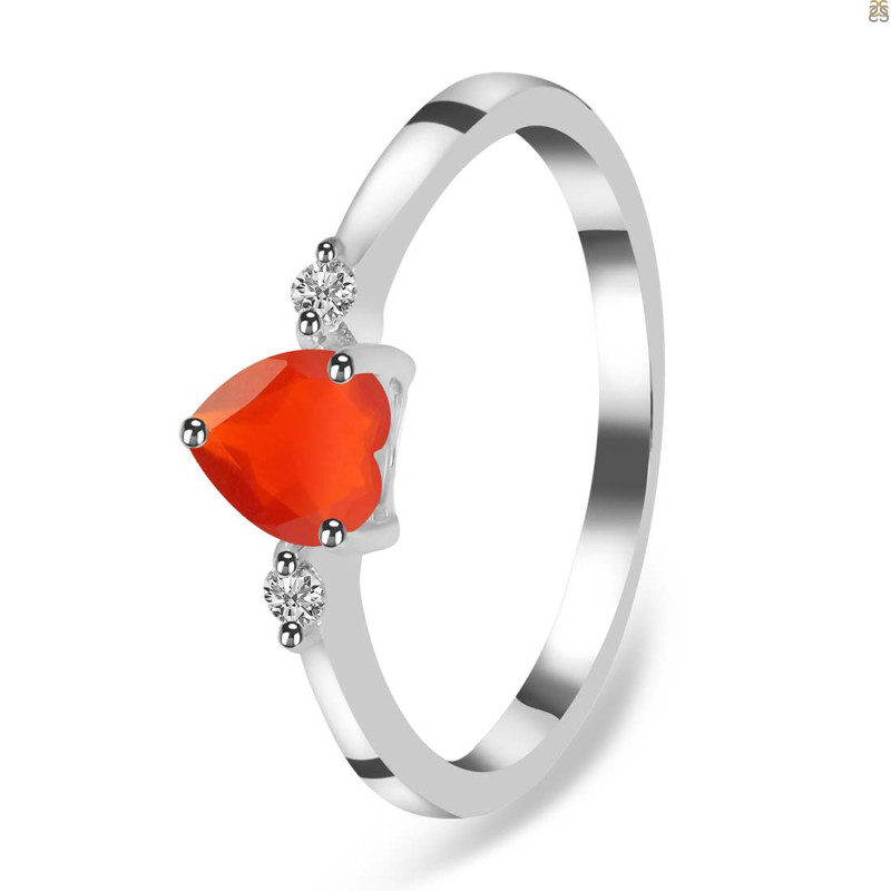 Red Onyx & White Topaz Ring