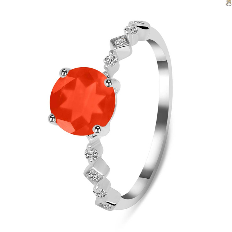 Red Onyx & White Topaz Ring