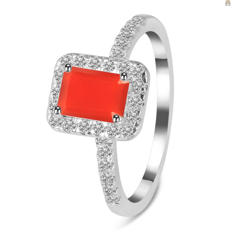 Red Onyx & White Topaz Ring