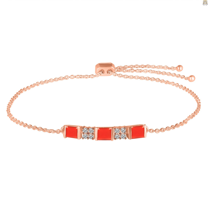 Red Onyx & White Topaz Bracelet