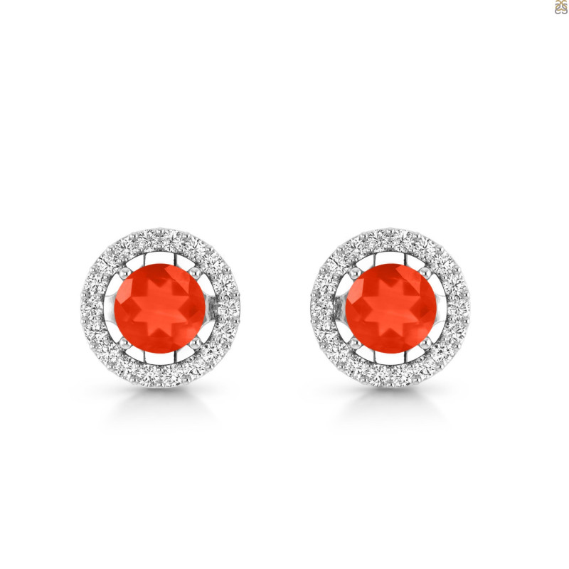 Red Onyx & White Topaz Stud Earring ROX-RDE-985.