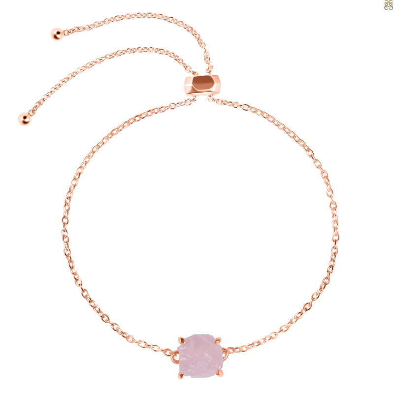 Rose Quartz Raw Crystal Bracelet With Adjustable Camera Lock RSQ-RB-200-CAMERA-LOCK.