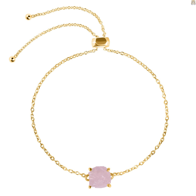 Rose Quartz Raw Crystal Bracelet With Adjustable Camera Lock RSQ-RB-200-CAMERA-LOCK.