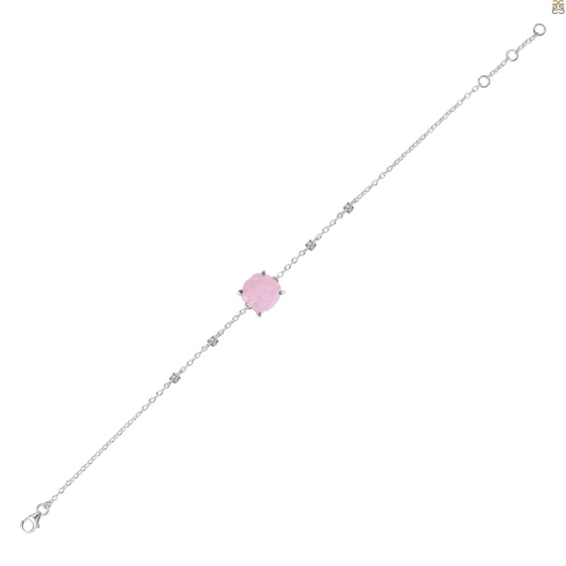 Rose Quartz Raw Crystal & White Topaz Bracelet