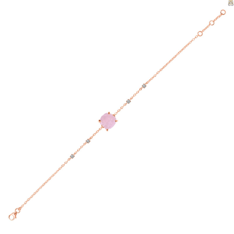 Rose Quartz Raw Crystal & White Topaz Bracelet RSQ-RCYB-2