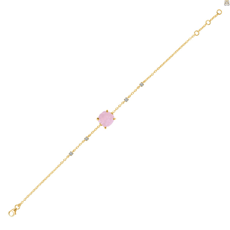 Rose Quartz Raw Crystal & White Topaz Bracelet RSQ-RCYB-2