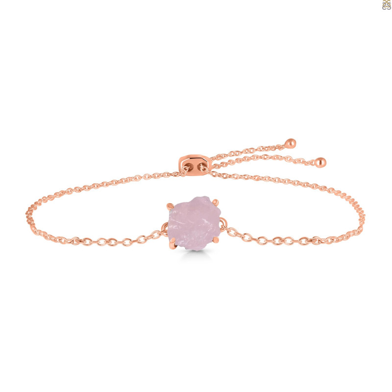 Rose Quartz Raw Crystal Bracelet With Adjustable Camera Lock RSQ-RB-200-CAMERA-LOCK.