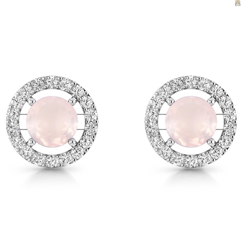 Rose Quartz & White Topaz Stud Earring RSQ-RDE-1003.