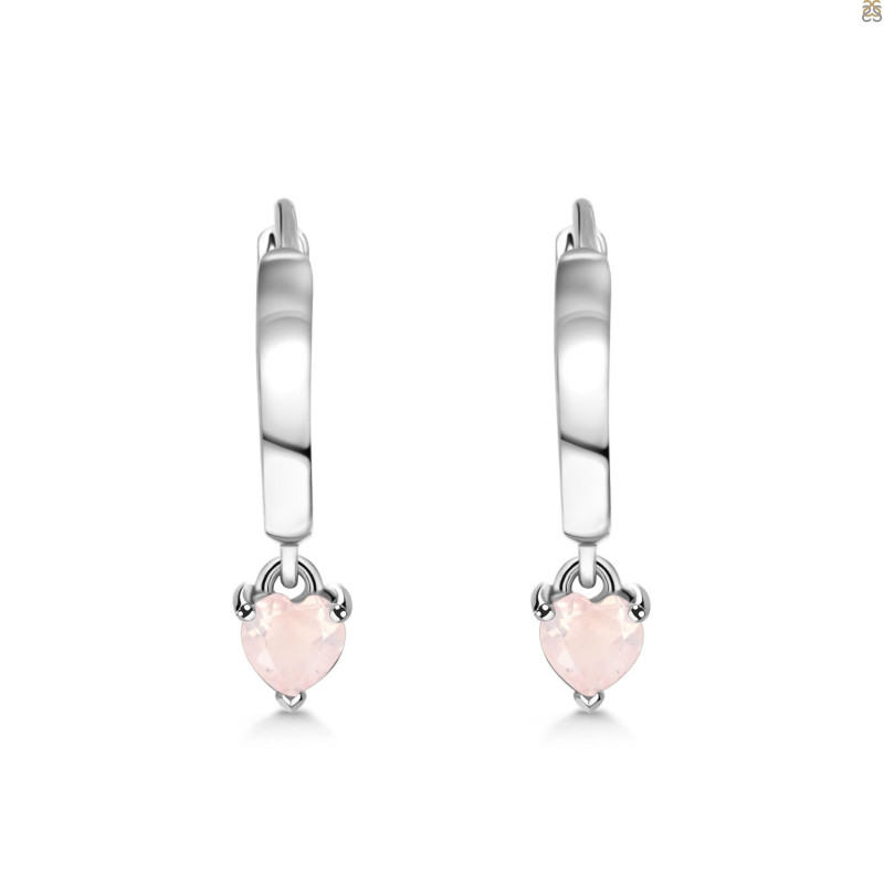 Rose Quartz Heart Hoop Earring RSQ-RDE-1231.