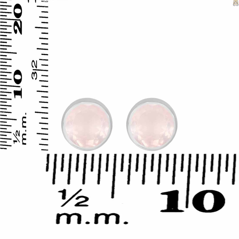 Rose Quartz Stud Earring RSQ-3-1254-CUT