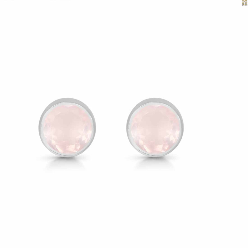 Rose Quartz Stud Earring RSQ-3-1254-CUT