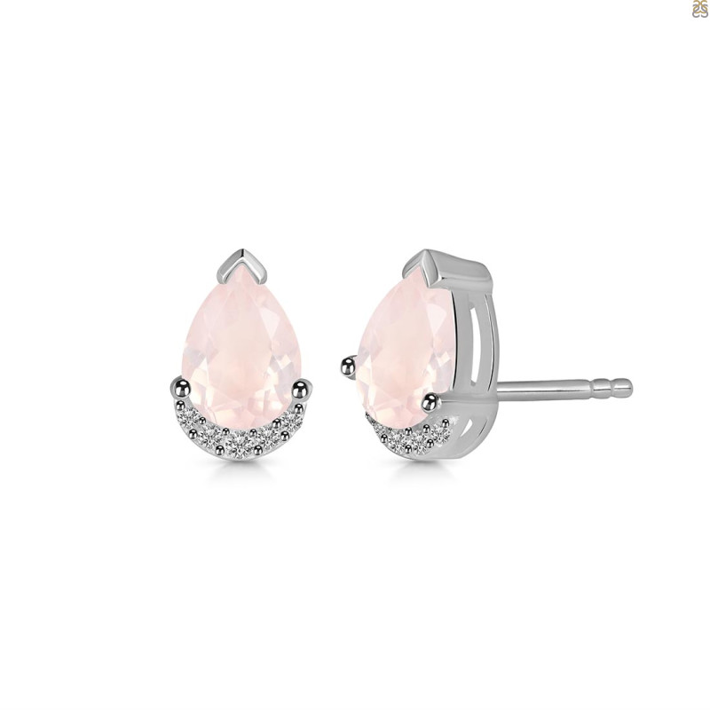 Rose Quartz & White Topaz Stud Earring