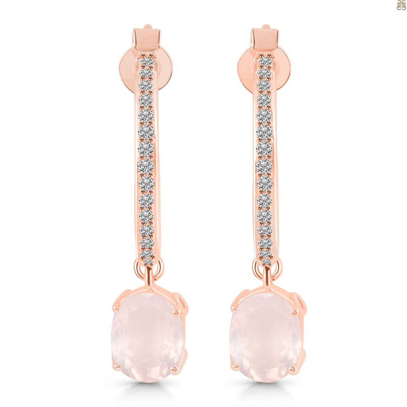 Rose Quartz & White Topaz Hoop Earring RSQ-RDE-1469.
