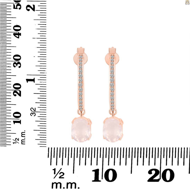 Rose Quartz & White Topaz Hoop Earring RSQ-RDE-1469.