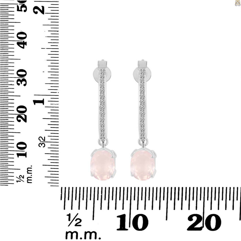 Rose Quartz & White Topaz Hoop Earring RSQ-RDE-1469.
