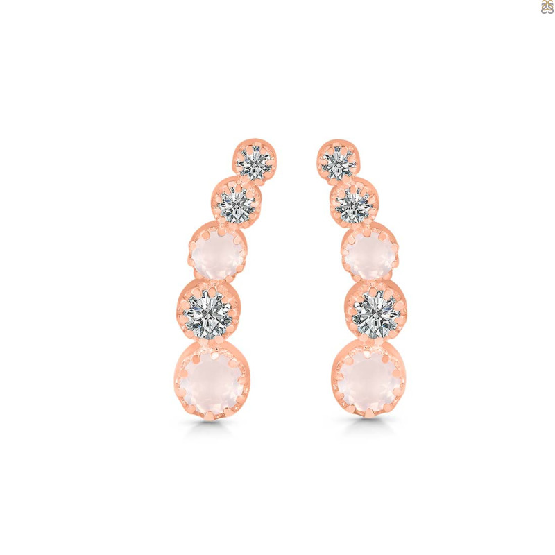 Rose Quartz & White Topaz Stud Earring RSQ-RDE-1472.